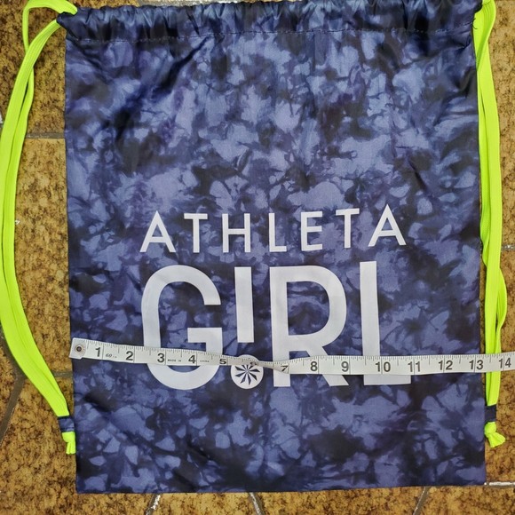 ATHLETA Girl Drawstring Backpack Travel Sports Bag Camo Neon Straps - Picture 4 of 7
